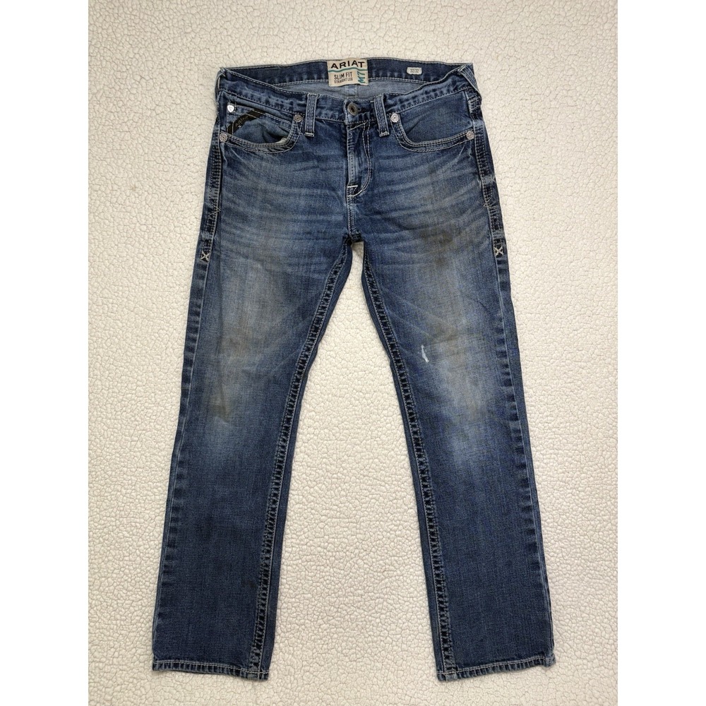 Ariat M7 Jeans Men 32x32 Blue Slim Fit Straight Leg Denim Pants Work Western